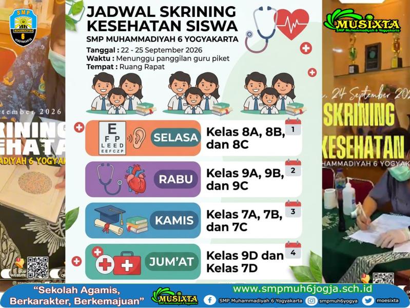 Skrining Kesehatan MUSIXTA bersama PUSKESMAS Gedongtengen selama 4 hari, Selasa – Jumat, 22-25 Sept